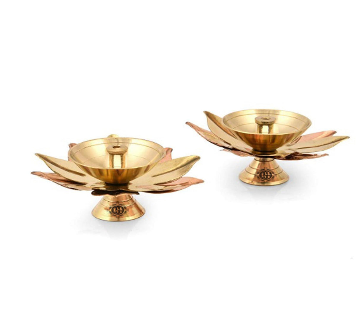 DSH Brass & Copper Lotus/Kamal Design Diya Deepak | Akhand Jyot | Arti Poojan Temple Home Decor, Gold_3 X 3 X 1.5 Inch (4)
