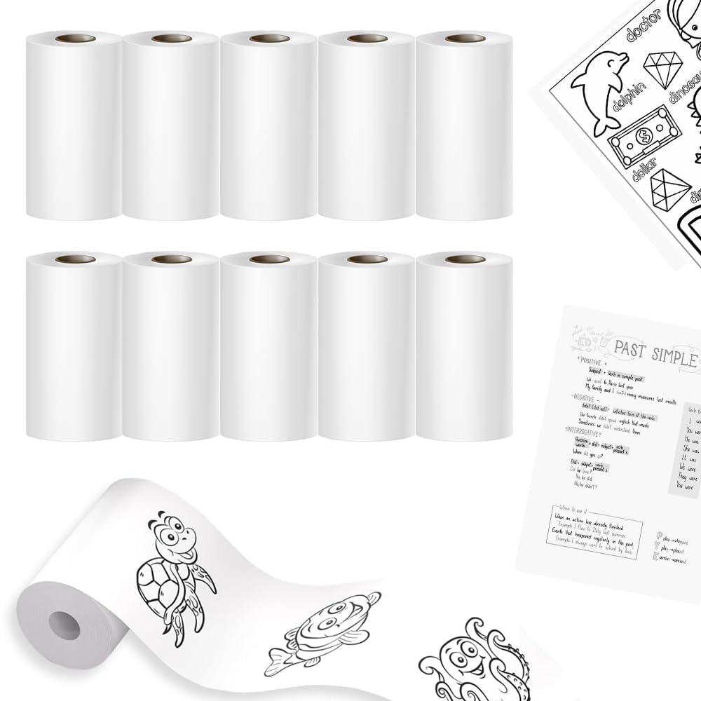 Toy Imagine 58mm Non-Sticky Thermal Printer Paper Roll, White, Pack of 10
