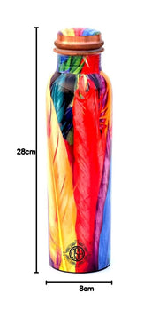 DSH Pure Copper Modern Art Printed Water Bottle, Travelling Purpose, Yoga Ayurveda Healing, 1000 ML. (Design 12)