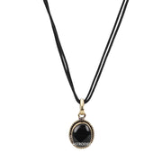 ASTRODIDI Black Sulemani Hakik Stone Pendant in Panchdhatu with Lab Certificate for Men and Women Also Known as Aqeeq, Black Akik, Kala Haqiq Agate Gemstone
