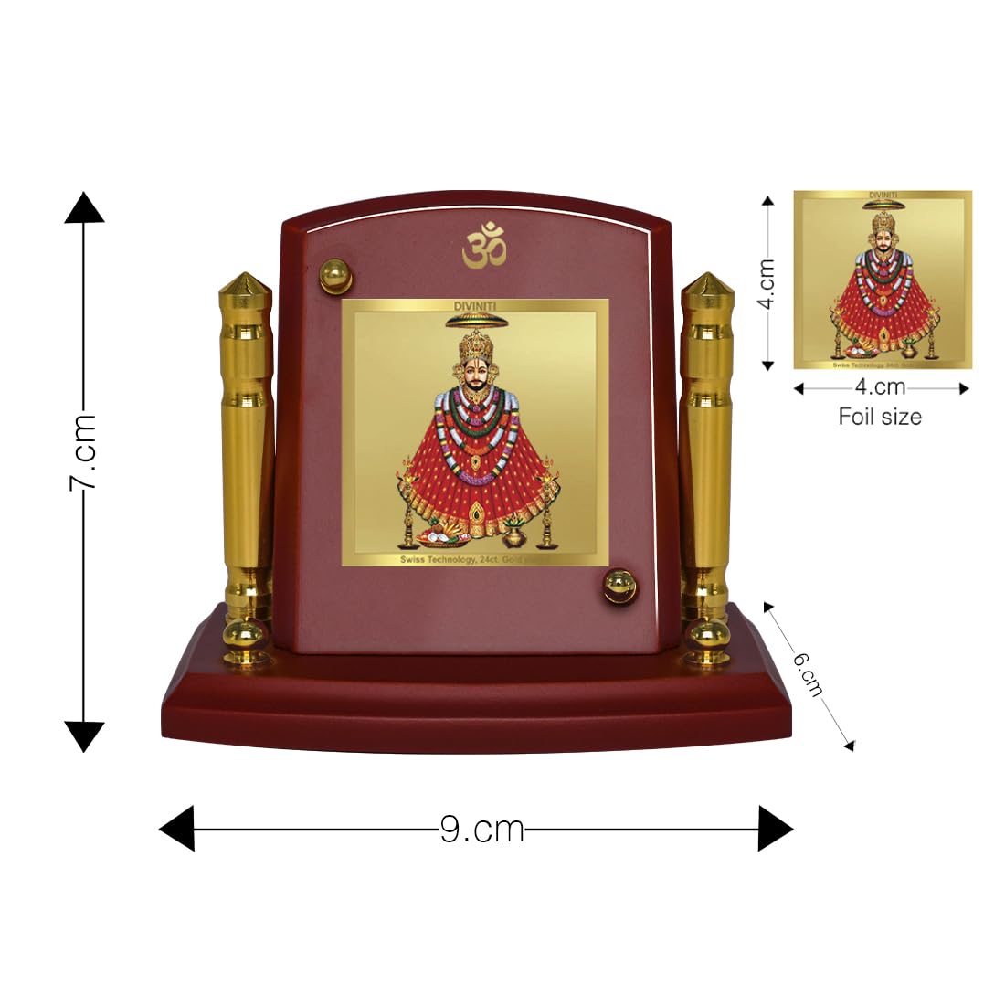 DIVINITI 24K Gold Plated Religious Car Dashboard Frame | Premium God Idol Frame for Car, Home Mandir & Office Table | Spiritual Gift, Decorative Showpiece | Khatu Shyam-1