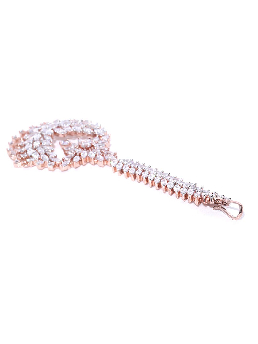 Priyaasi Rose Gold-Plated American Diamond Studded Chandbali Style Maang Tikka
