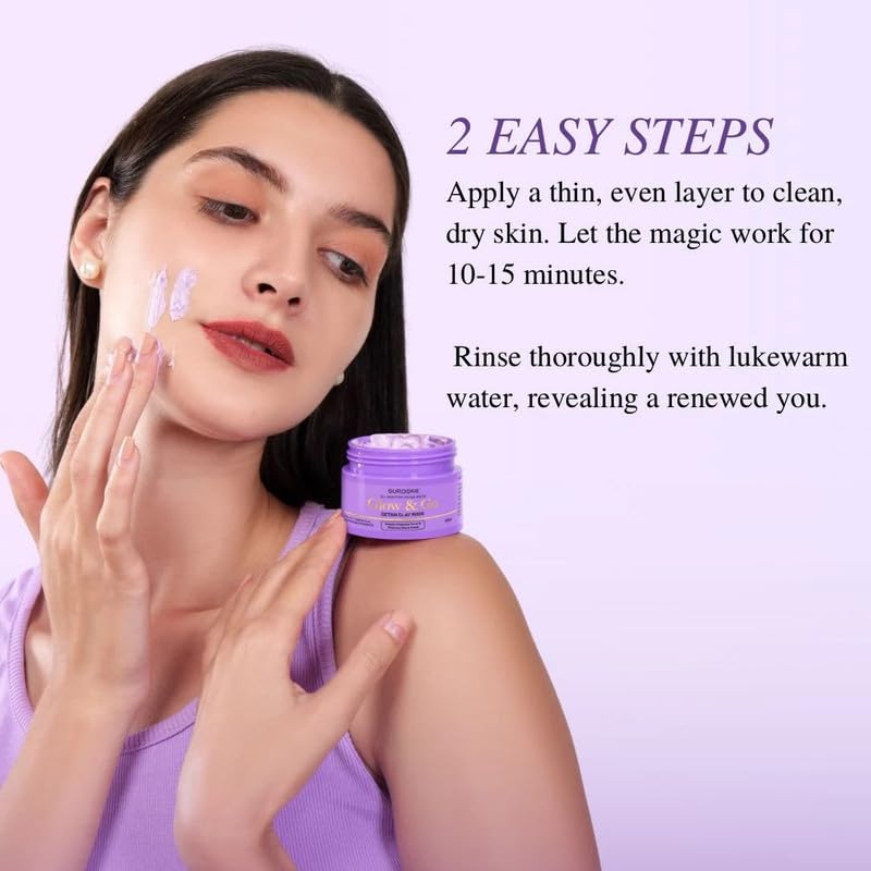 Suroskie Glow & Go De-Tan Face Clay Mask 100 Gm | With Kaolin Clay & Kojic Extract | Face Pack For Glowing & Brightening Skin | For Blackheads, Whiteheads & Dark Spots | All Skin Types | Women & Men