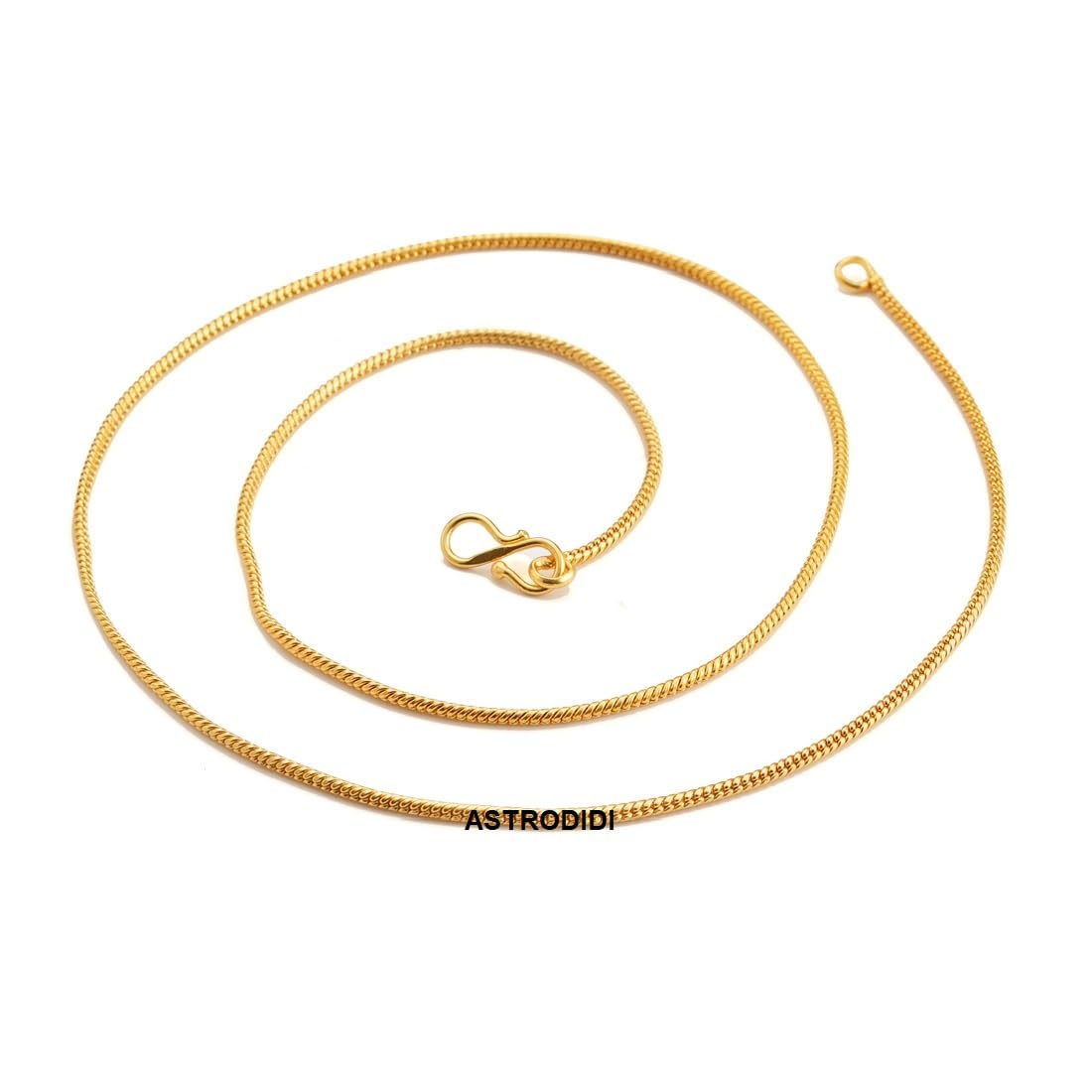 ASTRODIDI Gold Plated Chain | 24 Inch Stylish Light Weighted Golden Brass Neck Chain For Girls Women Men Boys (MHC-03)