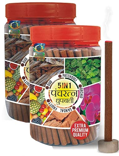 Parag Fragrances Panchratna Dhoop Sticks / पंचरत्न धूपबत्ती (Pack of 5 x 30gm = 150gm) / 5 in 1 Fragrance Sandalwood, Orchid,Oud, Patchouli & Fruity