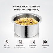 Vinod – Claro Heavy Gauge Stainless Steel Hammered Tope, 1.5 mm – Capacity 3 Liter
