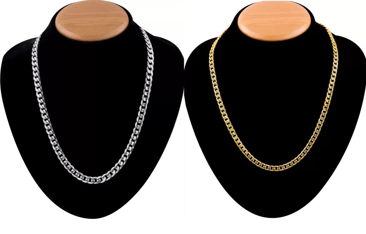 ASTRODIDI Combo of Gold Plated and Silver Plated Chain For Boys, Girls, Men and Women Gold-plated Alloy Chain