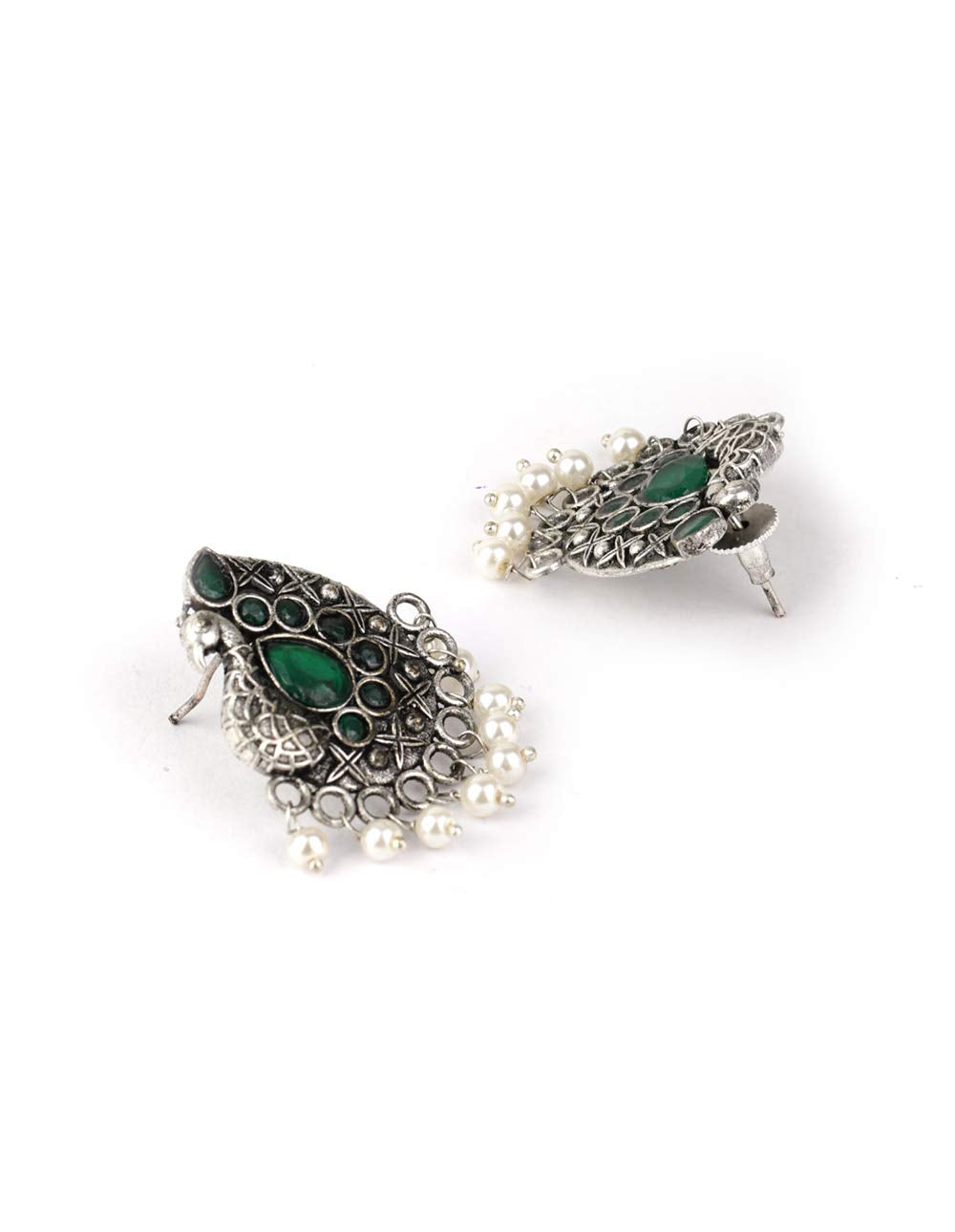 Priyaasi Silver Plated Artificial Stones Traditional Drop Earrings For Women and Girls(Silver)