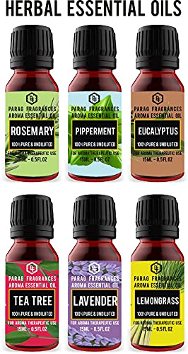Parag Fragrances Fruits Essential Oils (6Pc x 15ml) Strawberry, Orange, Pineapple, Green Apple, Cocoa & Mango Essential Oils for Diffuser, Soap, Candle, Aromatherapy