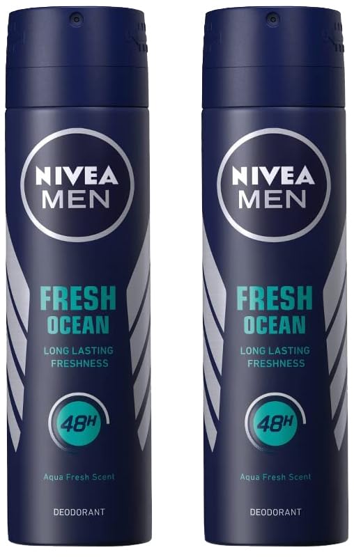 Nivea Men Fresh Ocean Aquatic Deodorant Spray, 150Ml (Pack Of 2)