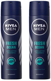 Nivea Men Fresh Ocean Aquatic Deodorant Spray, 150Ml (Pack Of 2)