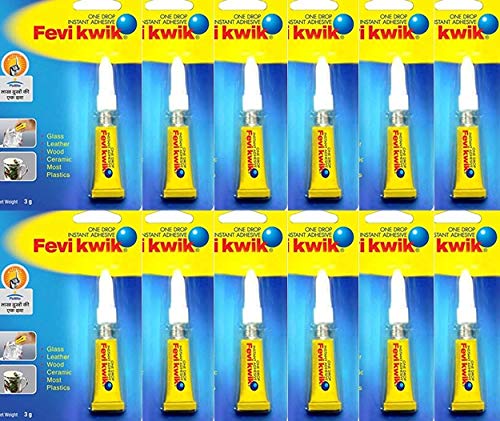 Pidilite Fevikwik One Drop Instant Adhesive | For Instant Sticking And Strong Bond | Multipurpose Use | Non-Stick, Non-Staining | 3G, Pack Of 12
