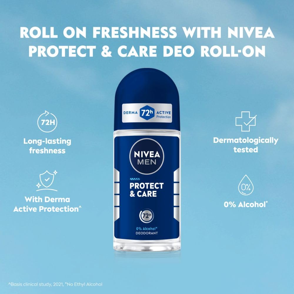 NIVEA Men Fresh Woody Protect And Care Roll On, 50Ml, Pack Of 1