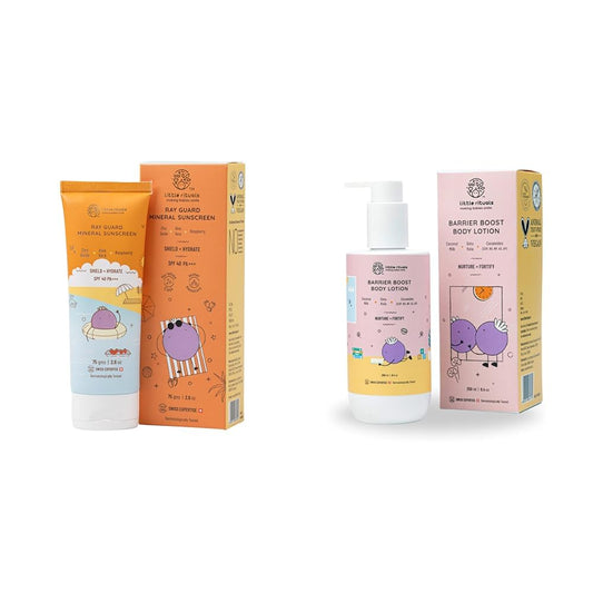 Little Rituals Mineral Baby & Kids Sunscreen SPF 50 PA+++ - 75 gm & Barrier Boost Baby Body Lotion with Ceramide, Coconut Milk, Gotu Kola - 250 ml