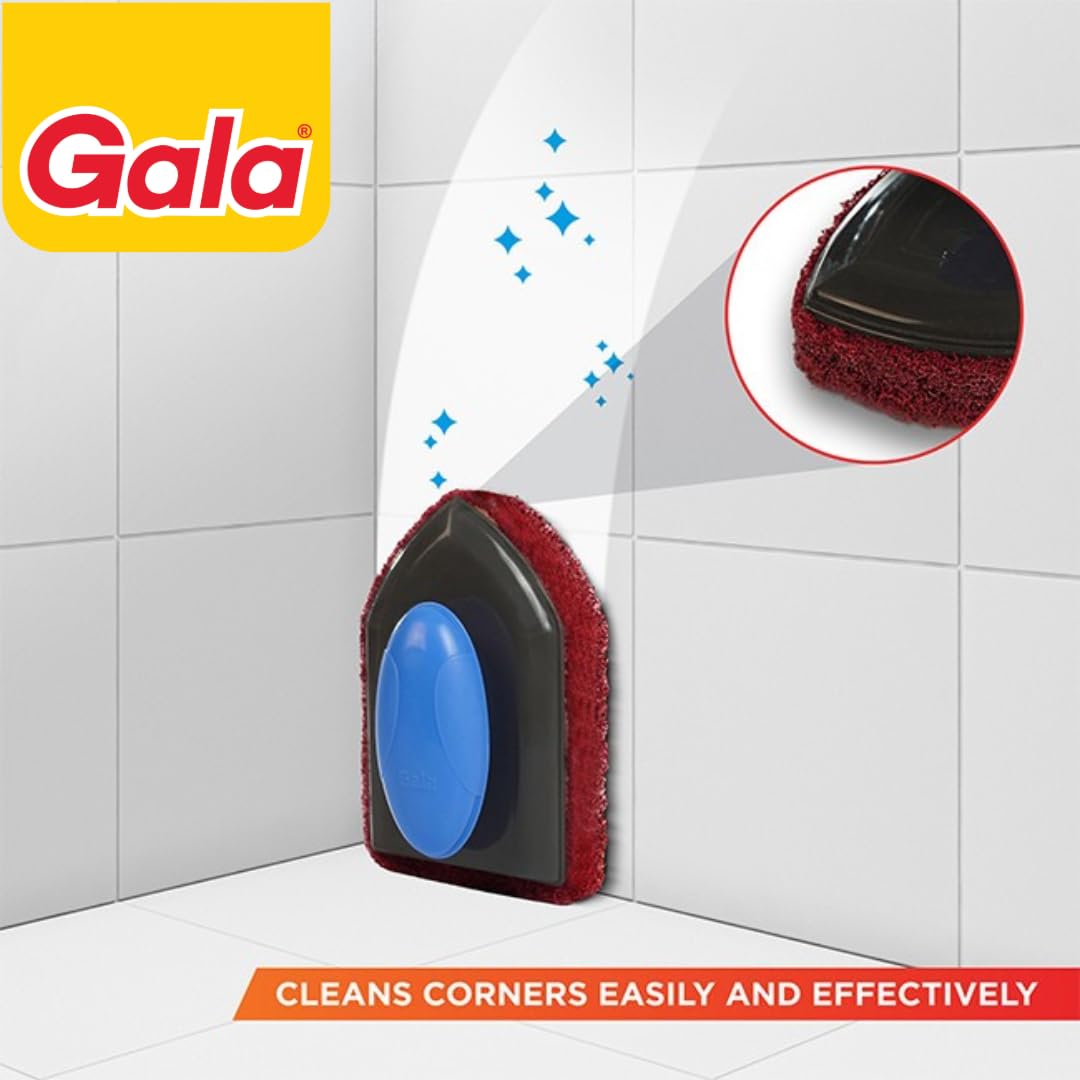 Gala Iron Bull Floor Scrub Pad, Bathroom Tile and Floor Cleaning Brush, 1 Piece with Plastic Handle