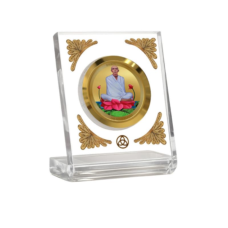 DIVINITI 24K Gold Plated Religious Car Dashboard Frame | Premium God Idol Frame for Car, Home Mandir & Office Table | Spiritual Gift, Decorative Showpiece | Ram Thakur