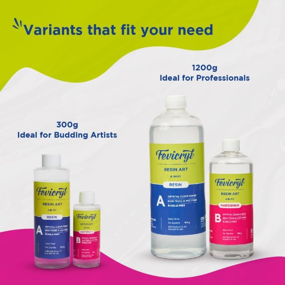 Fevicryl Epoxy Resin Art Kit, 1200g | Non-Toxic, Long Lasting, Smooth Finish | Easy to use | Suitable for Making Jewellery, Coasters and DIY Craft | Ideal for Hobbyists, Artists & Gifting