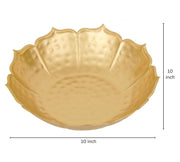 DSH Decorative Urli Bowl Lotus Design Border for Flowers and Tea Light Candles - Gold (Small)
