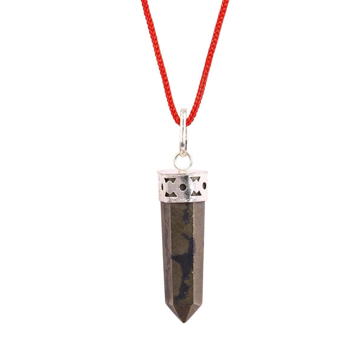 ASTRODIDI Natural Pyrite Stone Pendant Pencil Shape Crystal Stone Pendant for Reiki Healing and Crystal Healing Stone Pendant Locket for Men, Women, Boys, Girls.