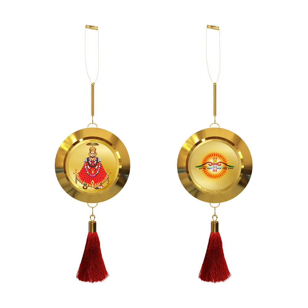 Diviniti 24K Gold Plated Khatu Shyam Ji Double Sided Hanging with Sacred Mantra for Home Entrance Door, Vastu Spiritual Decor, Religious Hanging, Positive Energy & Protection Gift