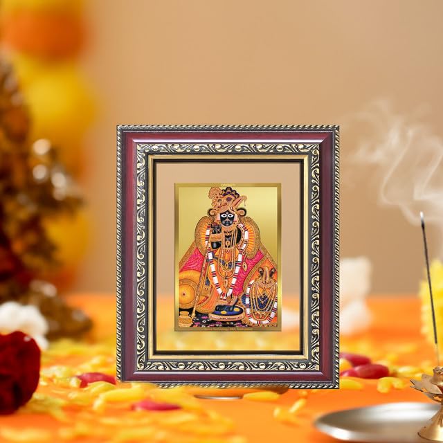 DIVINITI Banke Bihari 24K Gold Plated Foil Wall and Tabletop Photo Frame for Home Décor, Puja Room, Luxury Gifting | DG Frame 105 S1 (16x13.5 CM)
