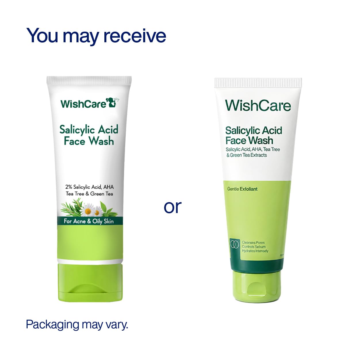 WishCare Salicylic Acid Face Wash For Women & Men | Reduces Acne & Controls Oil | With AHA, Green Tea, Chamomile & Tea Tree | Salicylic Acid Face Wash For Oily Skin & Acne Prone Skin | 100ml