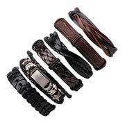 6pcs Latest Collection Genuine Leather Bracelet Wraps Casual Wear Skin Friendly Stylish Bracelets for Men Boys by Shining Diva Fashion