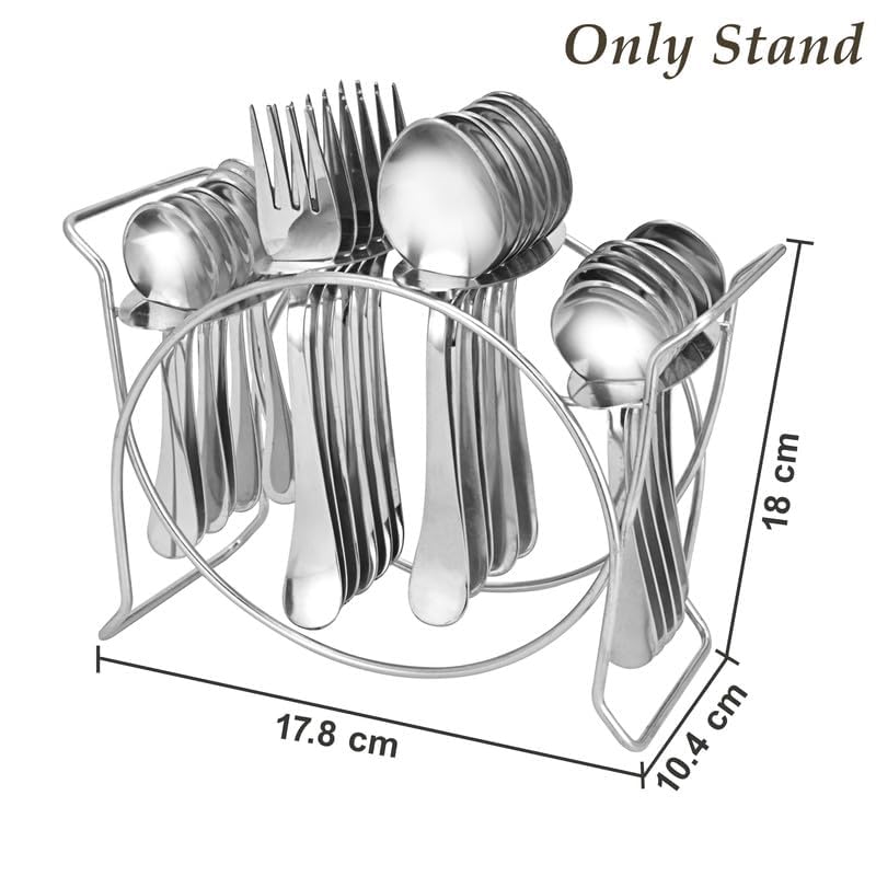Parage Stainless steel Cutlery stand for dining table/Cutlery Rack for 24 pieces/Spoon stand/holder, Heavy Duty, Chrome Finish- ONLY STAND (Oval)