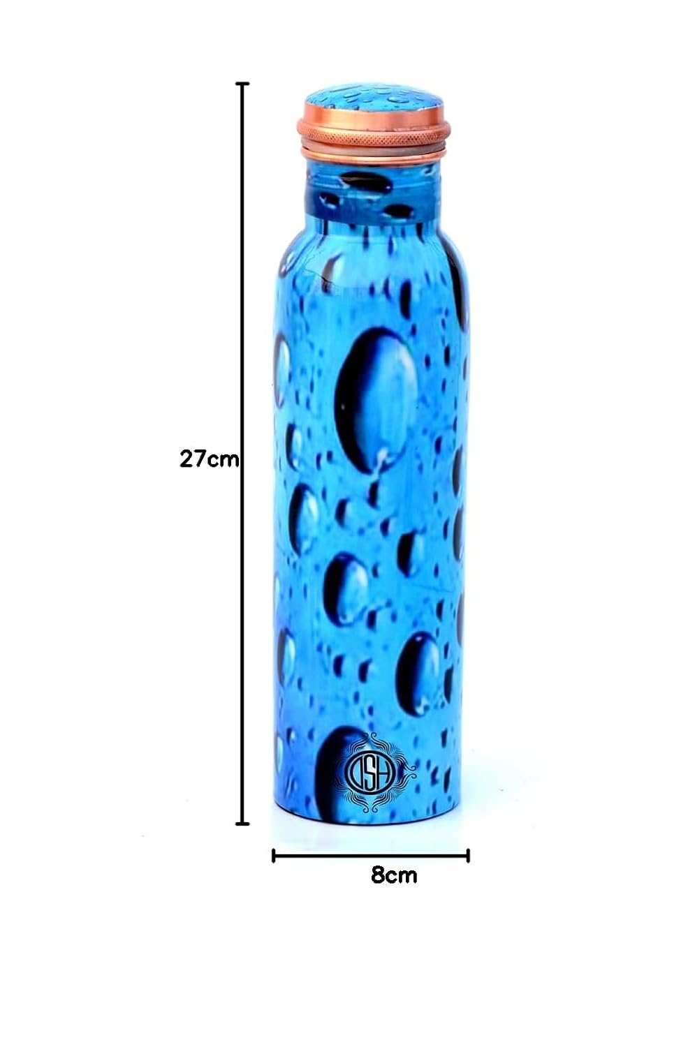 DSH Copper Bottles for Water Printed with Art Work, Travelling Purpose Bottles, Yoga Ayurveda Healing, 1000 ML (Design SM 7)