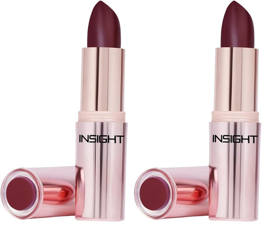 INSIGHT Hydra Fix Lipstick - Russet Rouge| Semi Matte Finish | One Swipe Intense Pigmentation | Long Lasting | Lightweight | Hydrating Non Drying Formula - 4.2g (Pack of 2)
