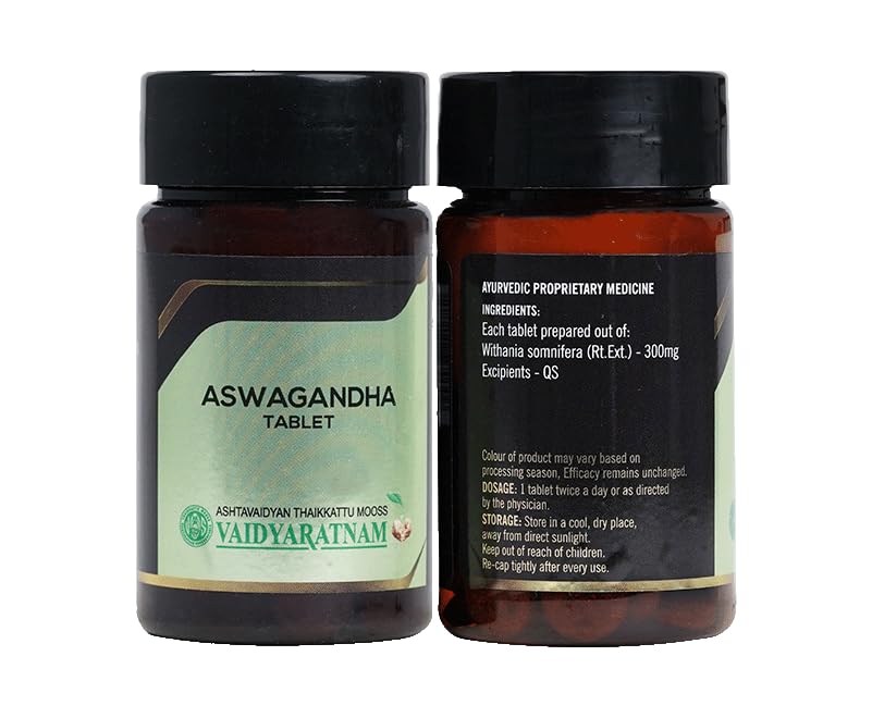 Ashwagandha Tablet | Natural Stress Relief & Energy Booster | Adaptogenic Support for Strength, Immunity & Vitality | Pure Ayurvedic Formula by VAIDYARATNAM