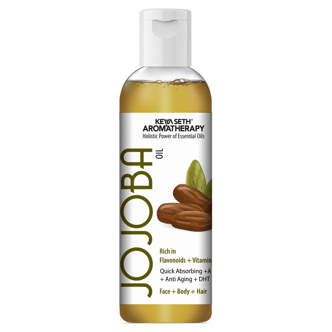 KEYA SETH AROMATHERAPY Jojoba Oil for Face, Body & Hair – Moisturizing, Anti-Aging, Sunburn Care, Hair Growth with Flavonoids, Vitamin A & E 100ml