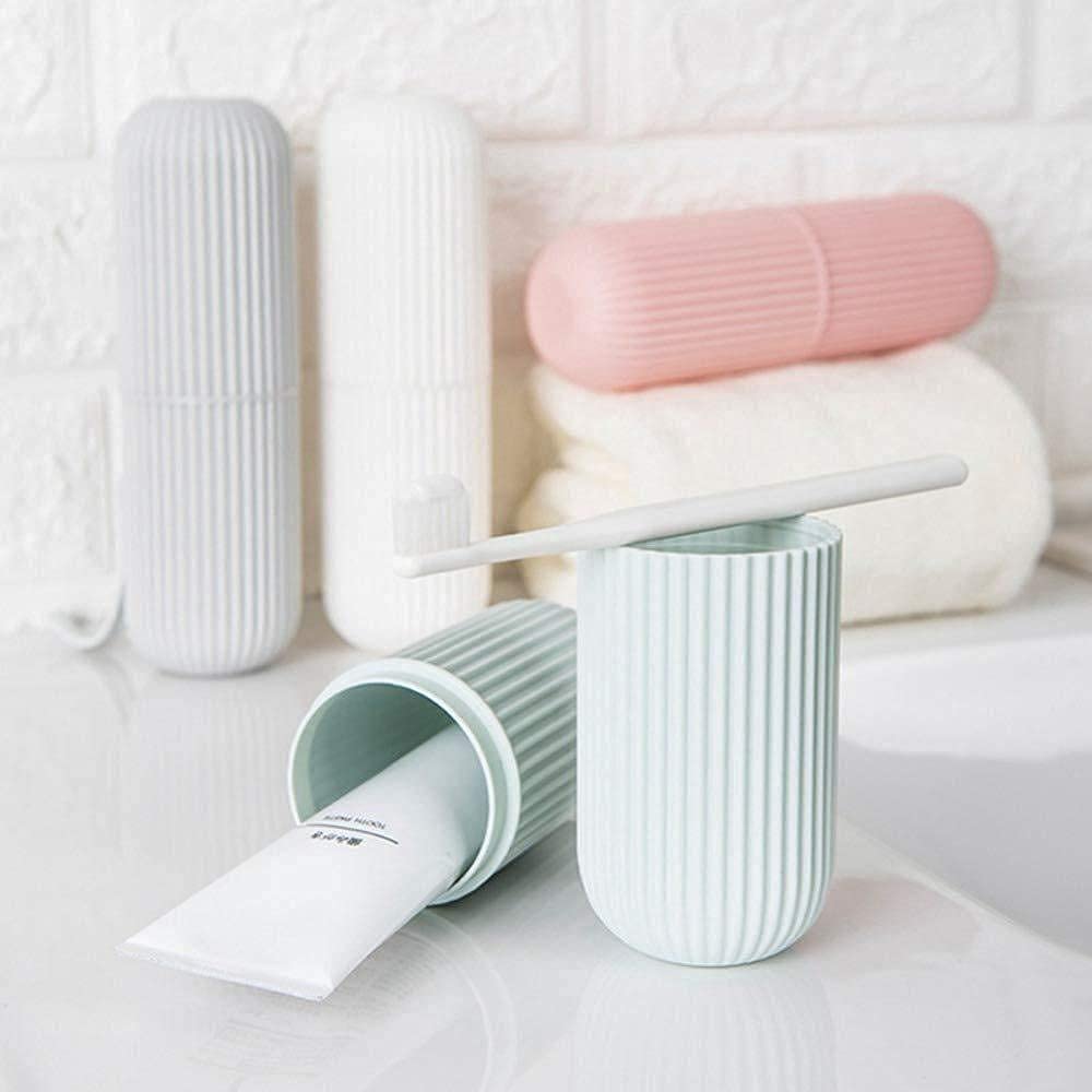 E-COSMOS Capsule Shape Travel Toothbrush Toothpaste Case Holder Portable Toothbrush Storage Plastic Toothbrush Holder (Multi-Color, Pack of 2), Standard (EC-CBH)