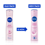 NIVEA Pearl & Beauty Deodorant Spray for Women, 72H Odour & Sweat Protection Underarm Deo, Smooth & Even Underarms, All Day Freshness, Body Odour Protection, Daily Use Body Spray & Deodorant, 150 ml