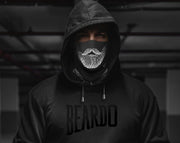 BEARDO Cotton Blend Bandana - Mask Designed For Bearded Male | Universal Fit | Breathable Fabric | Ultra Soft | Stylish | For Bikers And Everyday Use, Black