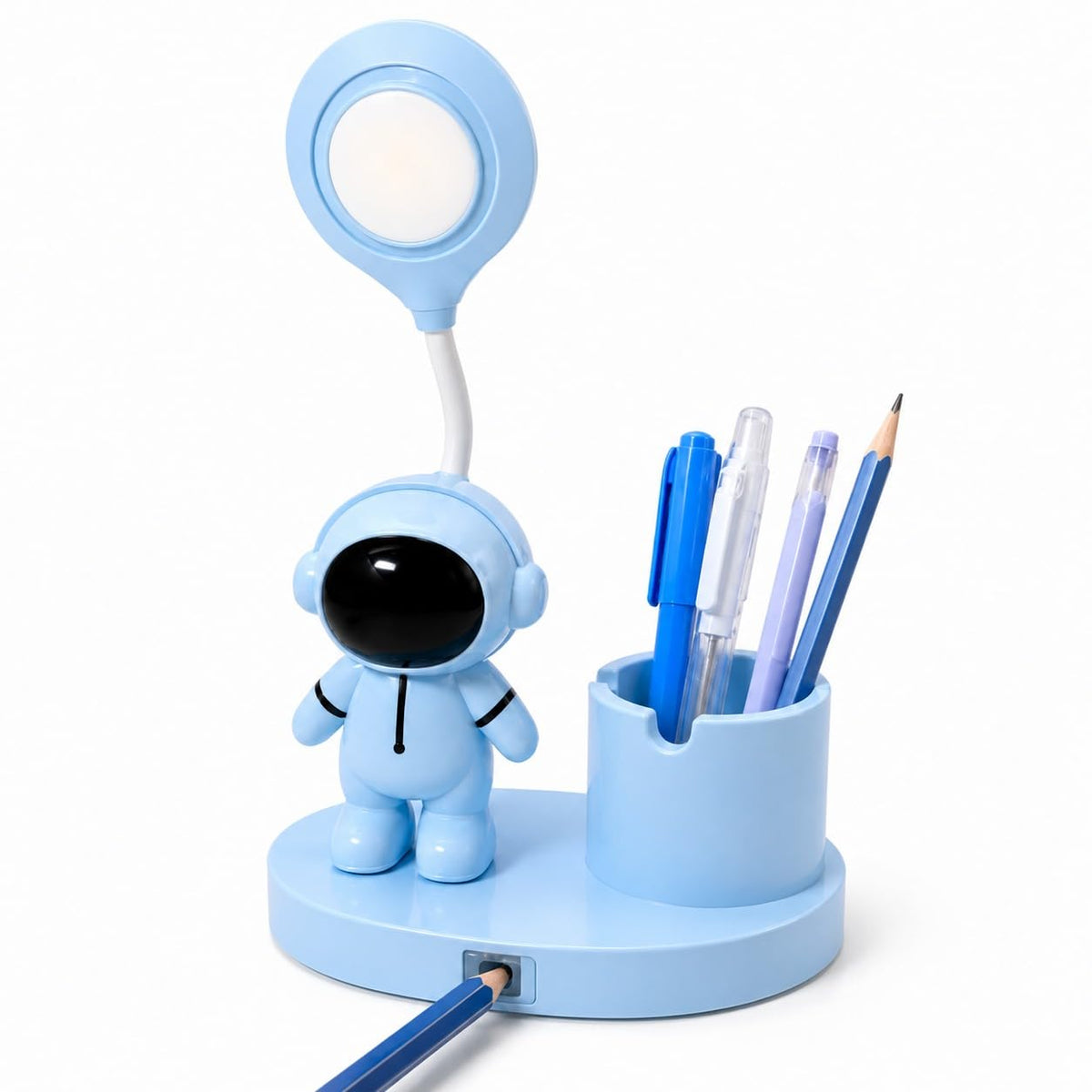Toy Imagine 3-in-1 Kids LED Desk Lamp USB Rechargeable Night Light with Pen Holder and Pencil Sharpener Cute Astronaut Design Detachable Study Lamp for Girls & Boys Bedroom, Home & School