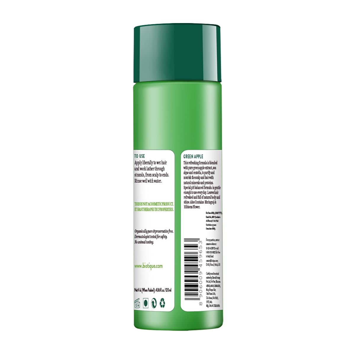 Biotique Green Apple Shine & Gloss Shampoo & Conditioner| Promotes Healthy, Shiny and Glossy Hair | Nourishes Scalp | Makes Hair Soft & Smooth |100% Botanical Extracts| All Skin Types | 120ml