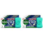 Dettol Cologne Fresh Bathing Soap Bar with 100% better odour protection- 150g Pack of 8, (600gm)