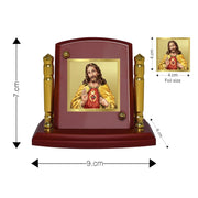 DIVINITI 24K Gold Plated Religious Car Dashboard Frame | Premium God Idol Frame for Car, Home Mandir & Office Table | Spiritual Gift, Decorative Showpiece | Jesus Christ