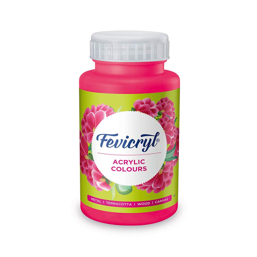 Fevicryl Acrylic Colour 500ml Pink & White, Non-Cracking, Rich Pigment for Canvas, Wood, Leather, Earthenware, Metal, DIY Art & School Projects
