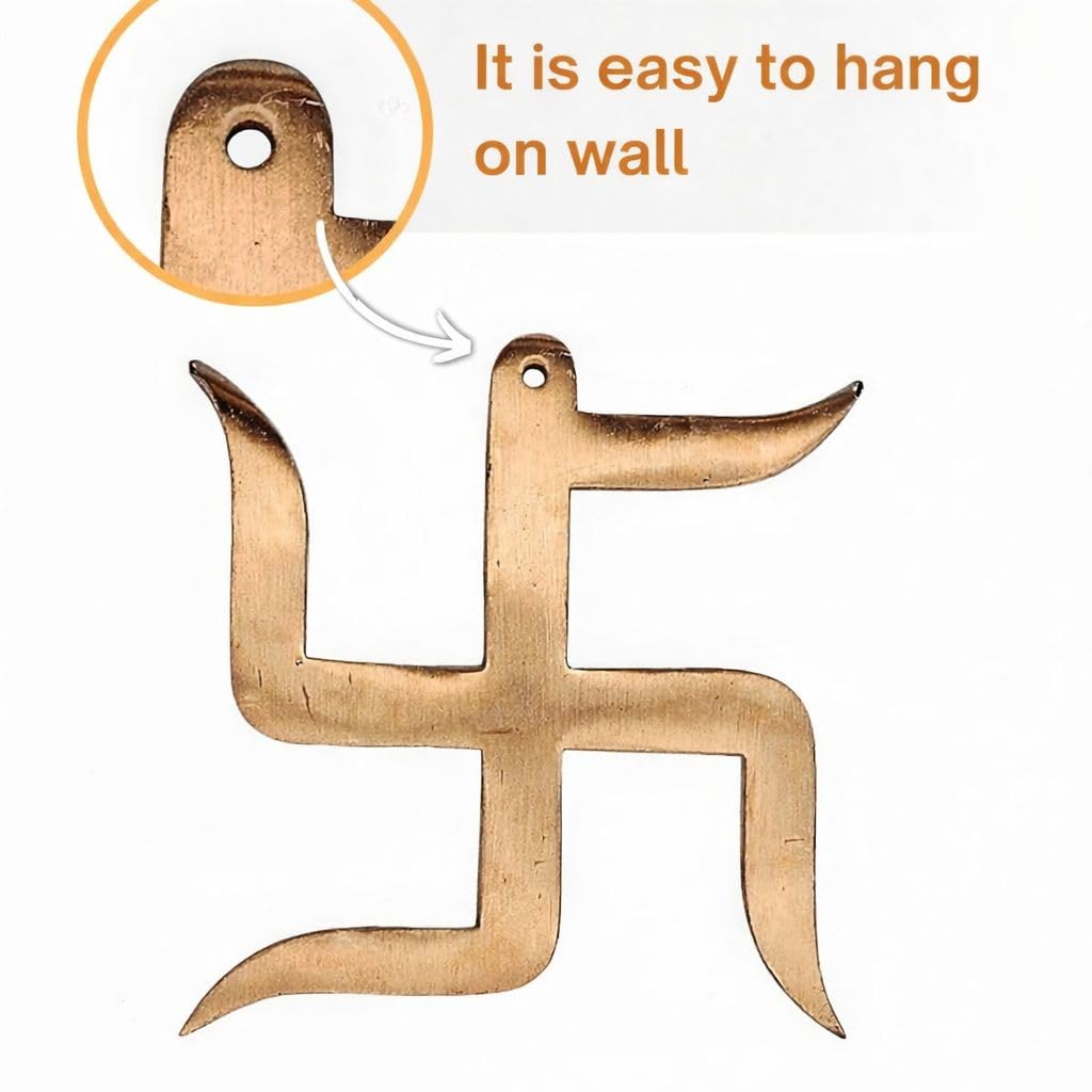 RUDRADIVINE Copper Swastik Wall Hanging 2 Inch | Vastu Door Sticker for Entrance | Prosperity & Good Luck Decor for Home & Office