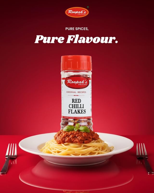 Roopak's PIK-N-PAY Red Chilli Flakes – Crushed Red Chilli for Bold Flavor, Spicy Seasoning, and Garnishing