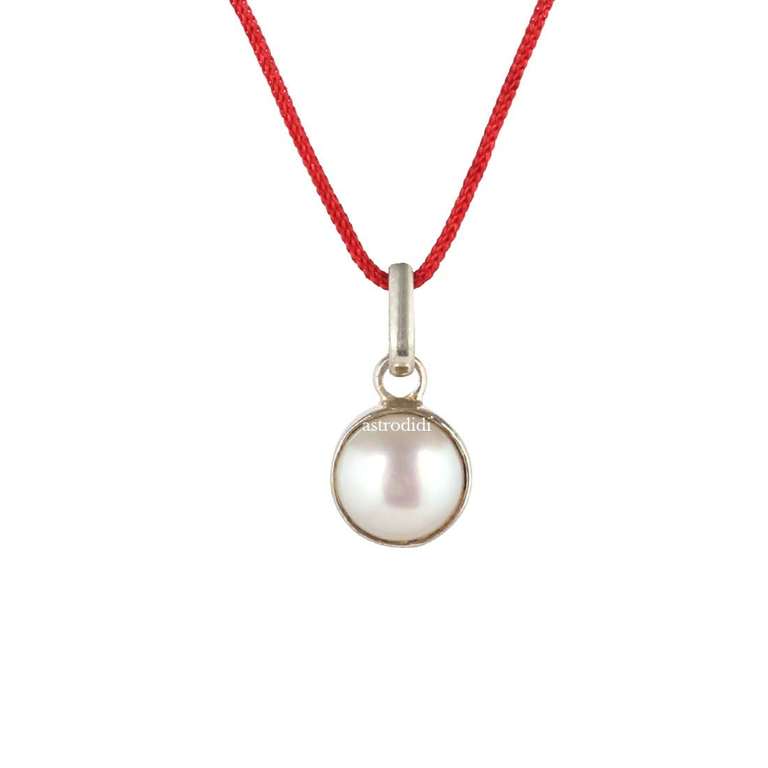 ASTRODIDI Stone Pearl Moti Silver Coated Pendant with Lab Report (5.25 Ratti)