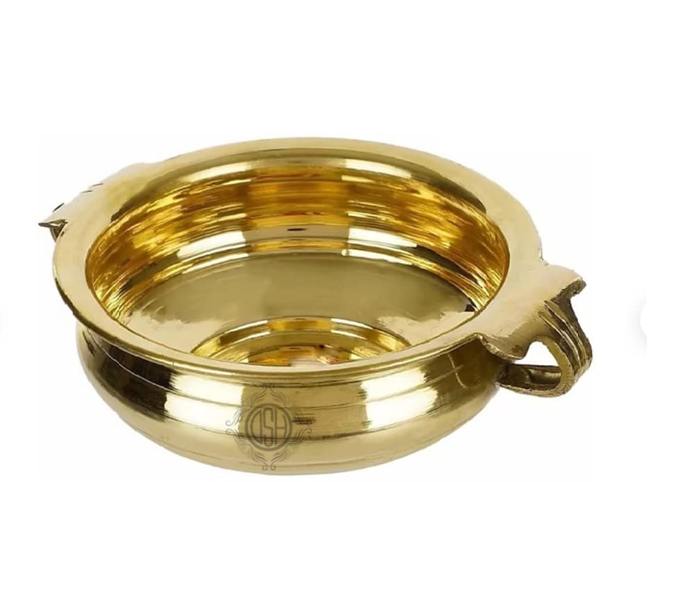 DSH Pure Brass Urli Plane Decorative Bowl Platter Home Decor and Table Decor for Floating Flowers and Candles (10 Inch)