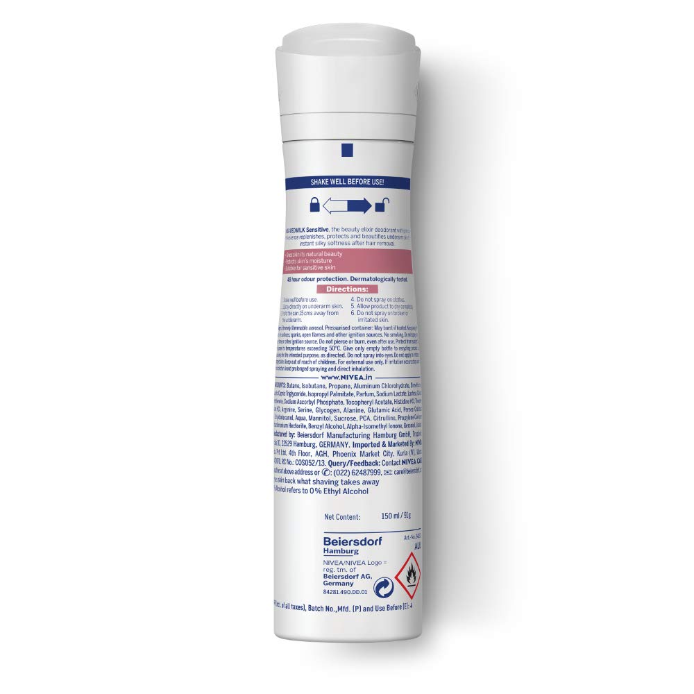 NIVEA Deodorant Spray For Women, Deo Milk Sensitive, 150 Ml
