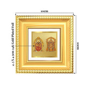 DIVINITI Lord Tirupati Balaji & Goddess Padmavati 24K Gold Plated Foil Tabletop Photo Frame for Home Décor, Puja Room, Luxury Gifting | DG Frame 015 S1A (10x10 CM)