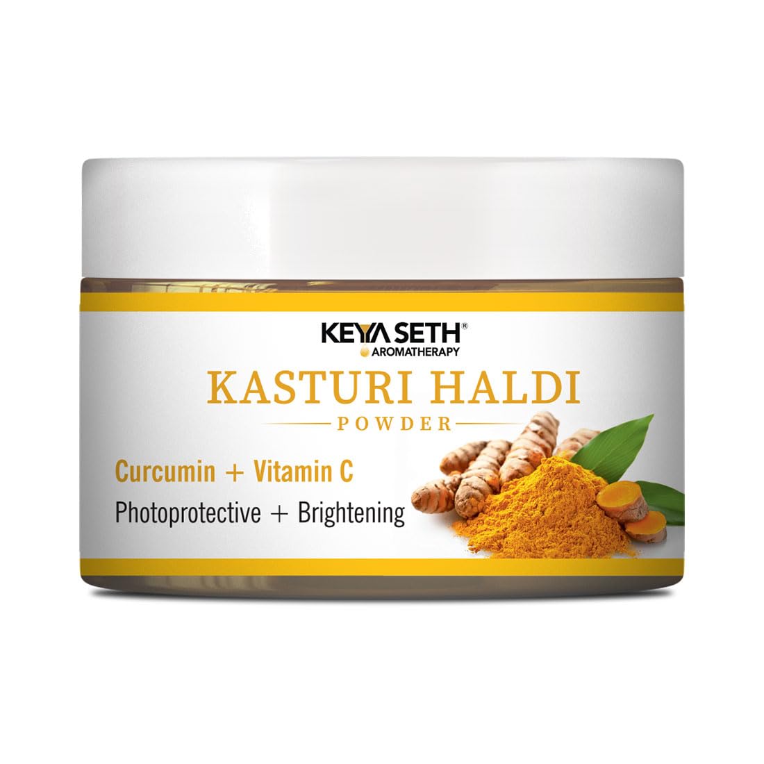 KEYA SETH AROMATHERAPY Kasturi Haldi Powder Face Pack with Curcumin & Vitamin C for Purifying Skin, Anti-Aging, Acne Care & Glowing Skin 75gm