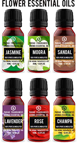 Parag Fragrances Fruits Essential Oils (6Pc x 15ml) Strawberry, Orange, Pineapple, Green Apple, Cocoa & Mango Essential Oils for Diffuser, Soap, Candle, Aromatherapy