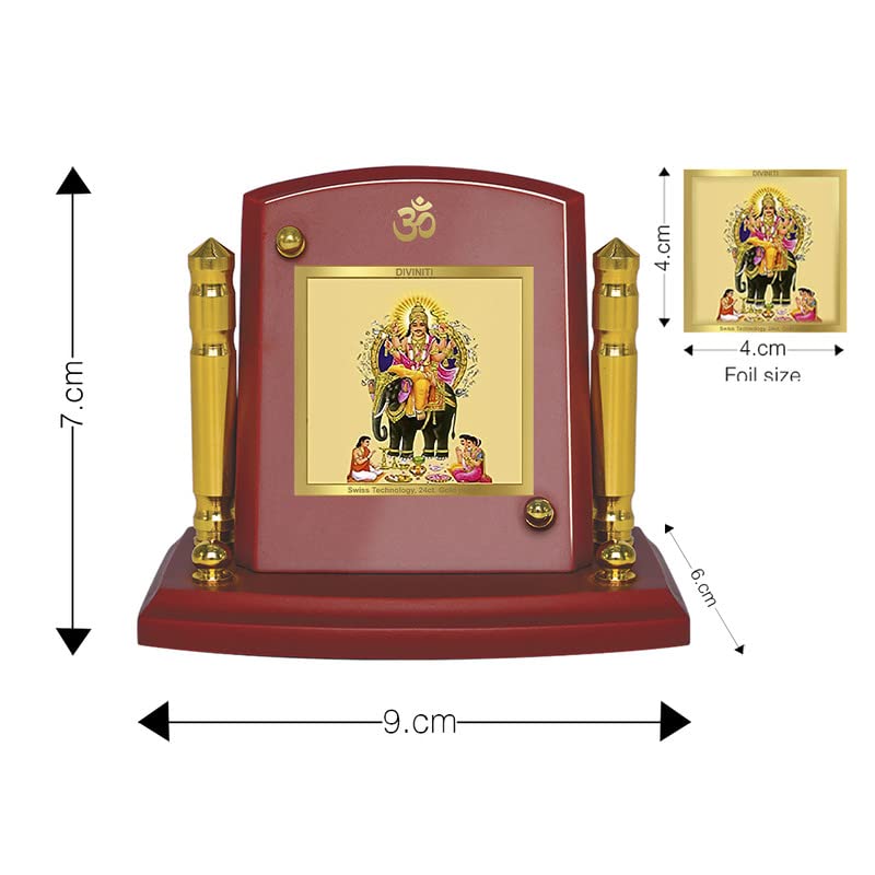 DIVINITI 24K Gold Plated Religious Car Dashboard Frame | Premium God Idol Frame for Car, Home Mandir & Office Table | Spiritual Gift, Decorative Showpiece | Vishwakarma