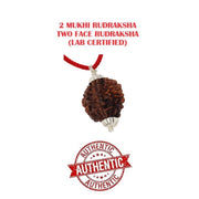 ASTRODIDI Certified and Original 2 Mukhi Rudraksha Pendant with Lab Report for Daily Wearing for Men Women Boys and Girls | Natural Two Face Rudraksh for Meditation and Prayer, Protection, Chakra Balancing, Spiritual Growth